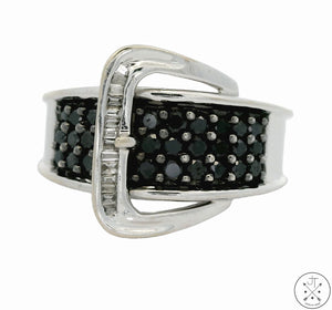 Kays 14k White Gold Black & White Diamonds Buckle Ring Size 6.75