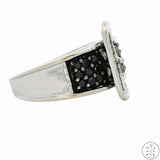 Kays 14k White Gold Black & White Diamonds Buckle Ring Size 6.75