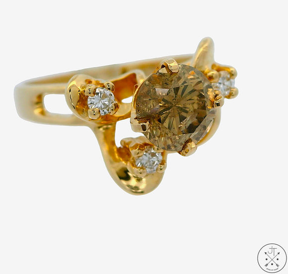 14k Yellow Gold Ring with 1 ctw Diamonds Size 6.25