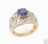 10k Yellow Gold Ring with Sapphire and Diamond Size 7.25