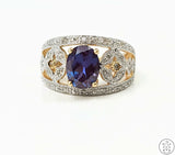 10k Yellow Gold Ring with Sapphire and Diamond Size 7.25