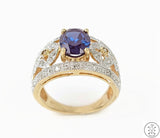 10k Yellow Gold Ring with Sapphire and Diamond Size 7.25