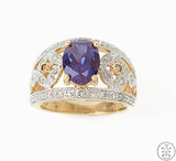 10k Yellow Gold Ring with Sapphire and Diamond Size 7.25