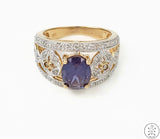 10k Yellow Gold Ring with Sapphire and Diamond Size 7.25