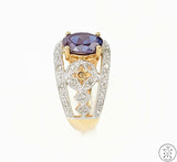 10k Yellow Gold Ring with Sapphire and Diamond Size 7.25