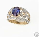 10k Yellow Gold Ring with Sapphire and Diamond Size 7.25