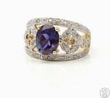 10k Yellow Gold Ring with Sapphire and Diamond Size 7.25