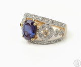 10k Yellow Gold Ring with Sapphire and Diamond Size 7.25