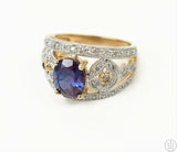 10k Yellow Gold Ring with Sapphire and Diamond Size 7.25