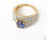 10k Yellow Gold Ring with Sapphire and Diamond Size 7.25