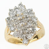 Vintage 14k Yellow Gold Cluster Ring with 2 ctw Diamonds Size 10.5