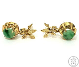 Vintage 14k Yellow Gold Earrings with Jade