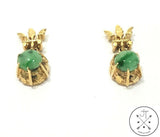 Vintage 14k Yellow Gold Earrings with Jade