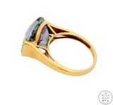 10k Yellow Gold Ring with Mystic Topaz and Diamond Size 7.5