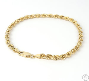 10k Yellow Gold Rope Chain Bracelet 8.25 inch 4 mm