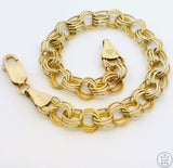 Vintage 14k Yellow Gold Bracelet 7 inch 8 mm Triple Link