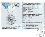 14k White Gold Pendant Necklace with Blue and White Diamonds 18 inch