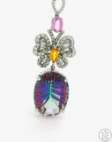 18k White Gold Butterfly Drop Pendant with Diamonds Sapphire and Quartz