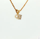 Vintage 14k Yellow Gold .67 ct Natural Diamond Solitaire Pendant Necklace 20 inch