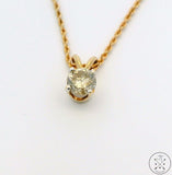 14k Yellow Gold Diamond Drop Pendant Necklace 20 inch