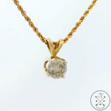 14k Yellow Gold Diamond Drop Pendant Necklace 20 inch