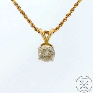 14k Yellow Gold Diamond Drop Pendant Necklace 20 inch