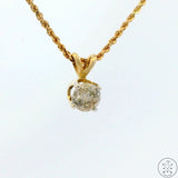 14k Yellow Gold Diamond Drop Pendant Necklace 20 inch