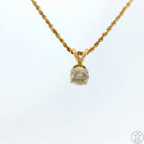 14k Yellow Gold Diamond Drop Pendant Necklace 20 inch