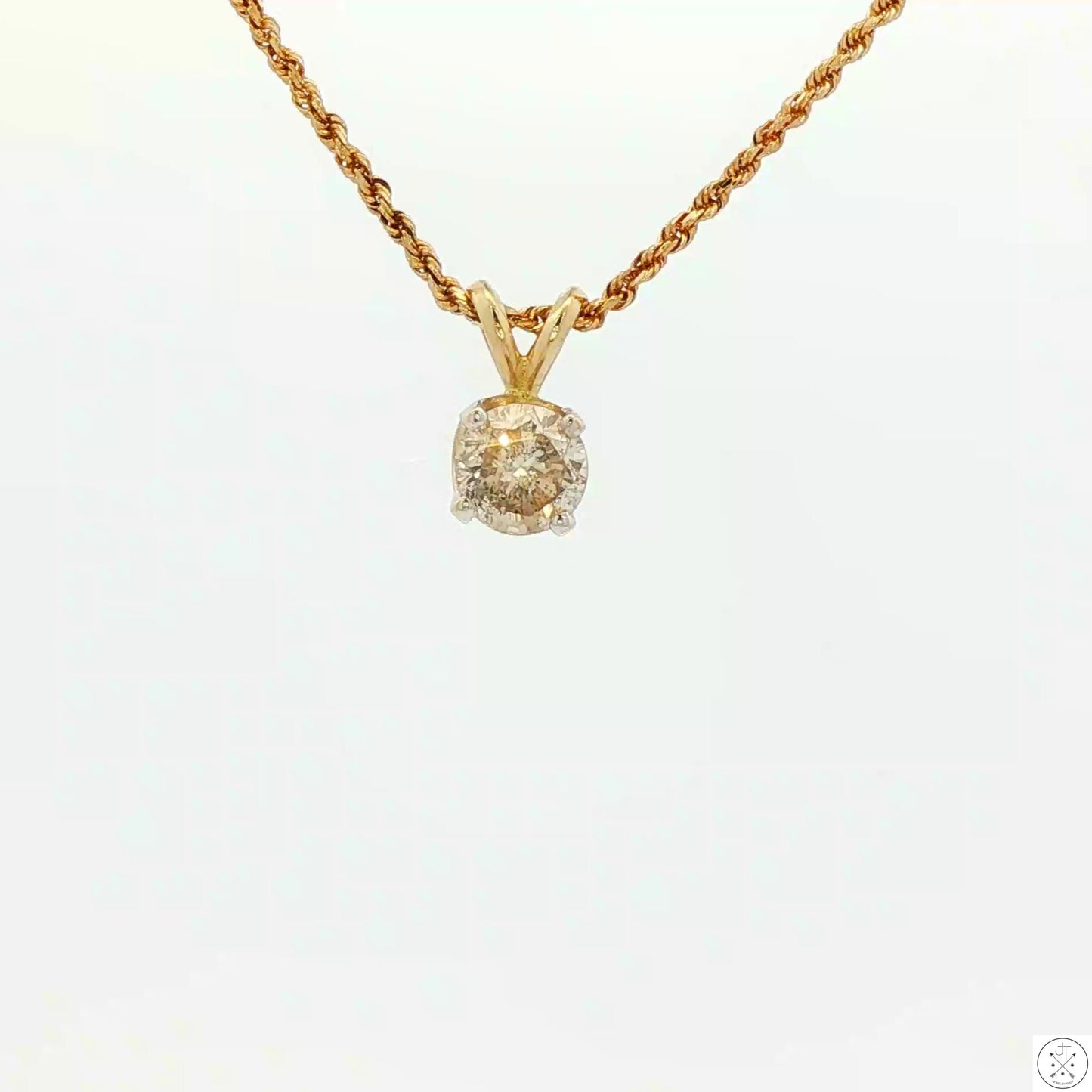 Vintage 14k Yellow Gold .67 ct Natural Diamond Solitaire Pendant Necklace 20 inch