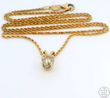 14k Yellow Gold Diamond Drop Pendant Necklace 20 inch