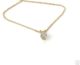 14k Yellow Gold Diamond Drop Pendant Necklace 20 inch