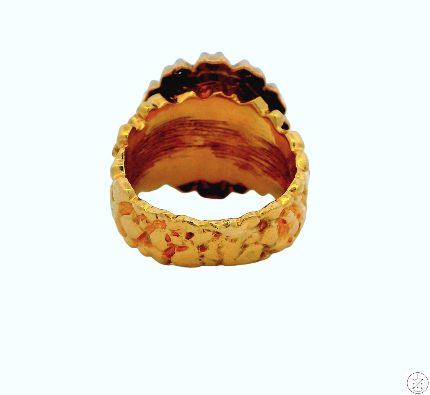 Vintage 14k Yellow Gold Nugget Ring with Natural Crystal Opal and Diamonds Size 5