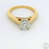 14k Yellow Gold Accented Solitaire Engagement Ring with Diamonds Size 6