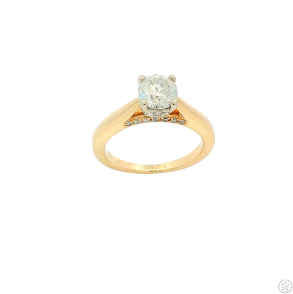 14k Yellow Gold Accented Solitaire Ring with 1.15 ctw Natural Diamonds Size 6