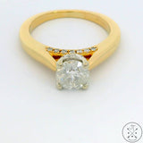 14k Yellow Gold Accented Solitaire Engagement Ring with Diamonds Size 6