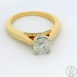 14k Yellow Gold Accented Solitaire Engagement Ring with Diamonds Size 6