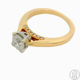 14k Yellow Gold Accented Solitaire Engagement Ring with Diamonds Size 6