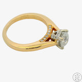 14k Yellow Gold Accented Solitaire Engagement Ring with Diamonds Size 6