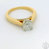 14k Yellow Gold Accented Solitaire Engagement Ring with Diamonds Size 6