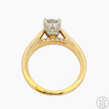 14k Yellow Gold Accented Solitaire Engagement Ring with Diamonds Size 6