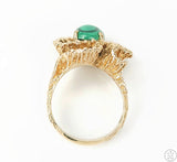 Vintage 14k Yellow Gold Statement Ring with Malachite Size 8.5 Custom