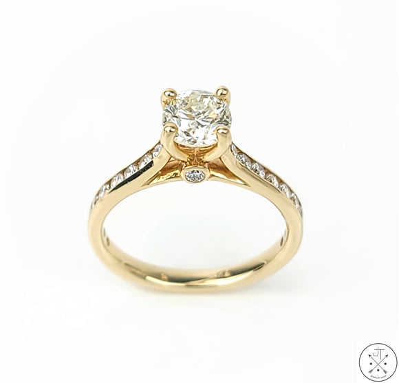 14k Yellow Gold Engagement Ring with 1 ctw Diamonds Size 4.75