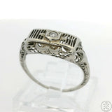 14k White Gold Filigree Ring with Diamond Size 6.25