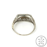 14k White Gold Filigree Ring with Diamond Size 6.25