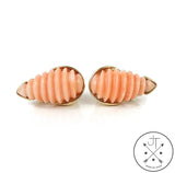 Vintage 14k Yellow Gold Earrings with Angel Skin Coral Clip-On