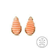 Vintage 14k Yellow Gold Earrings with Angel Skin Coral Clip-On
