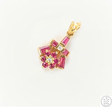 Vintage 18k Yellow Gold Pendant with Spinel and Diamond