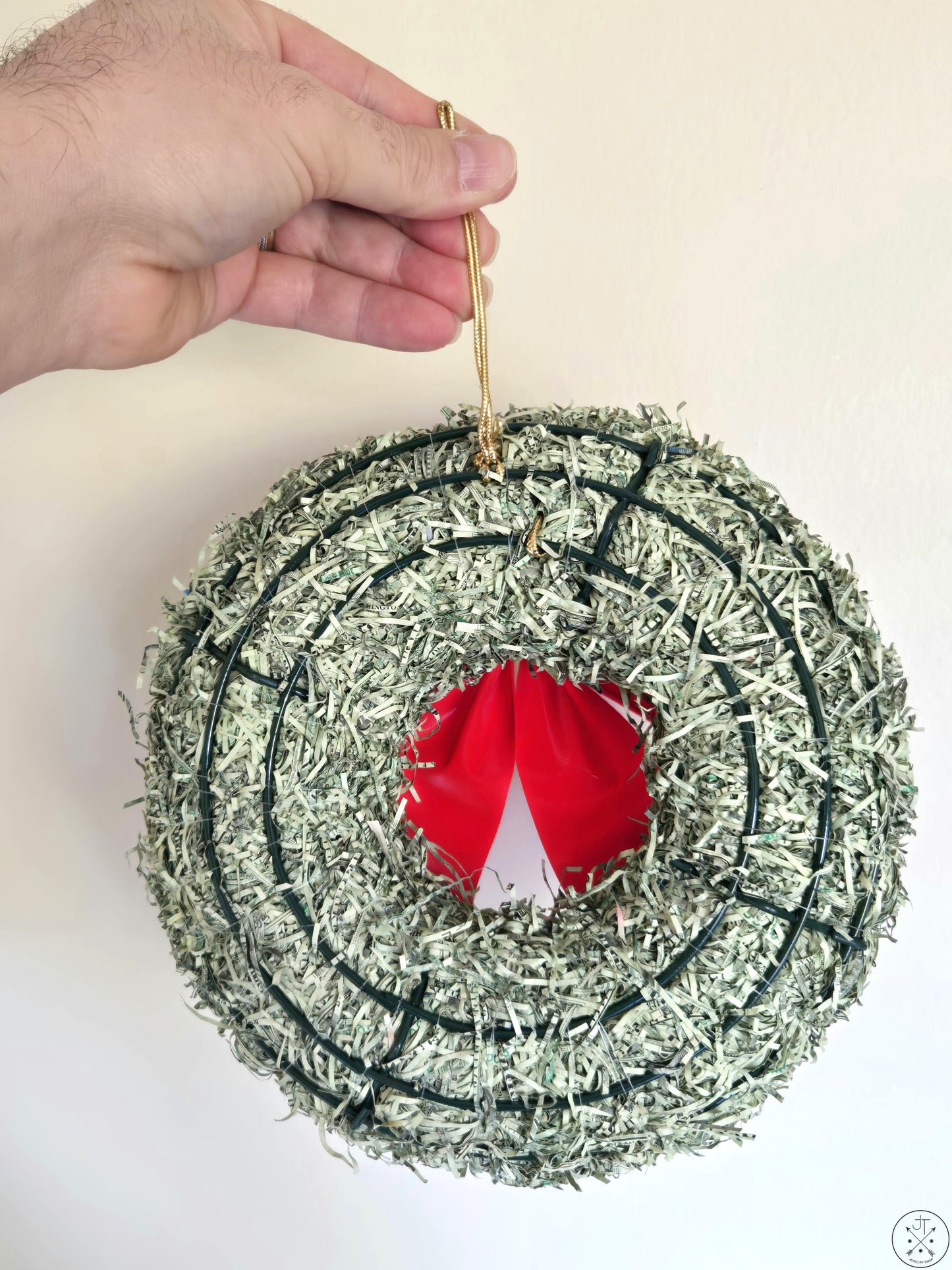 Wholesale Shredded Money Christmas Wreath 8.5 Inch 24 Pack Bulk Cash Shreds