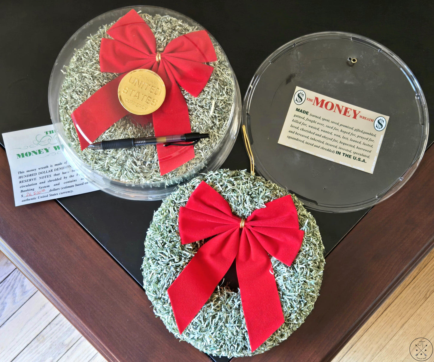 Wholesale Shredded Money Christmas Wreath 8.5 Inch 24 Pack Bulk Cash Shreds