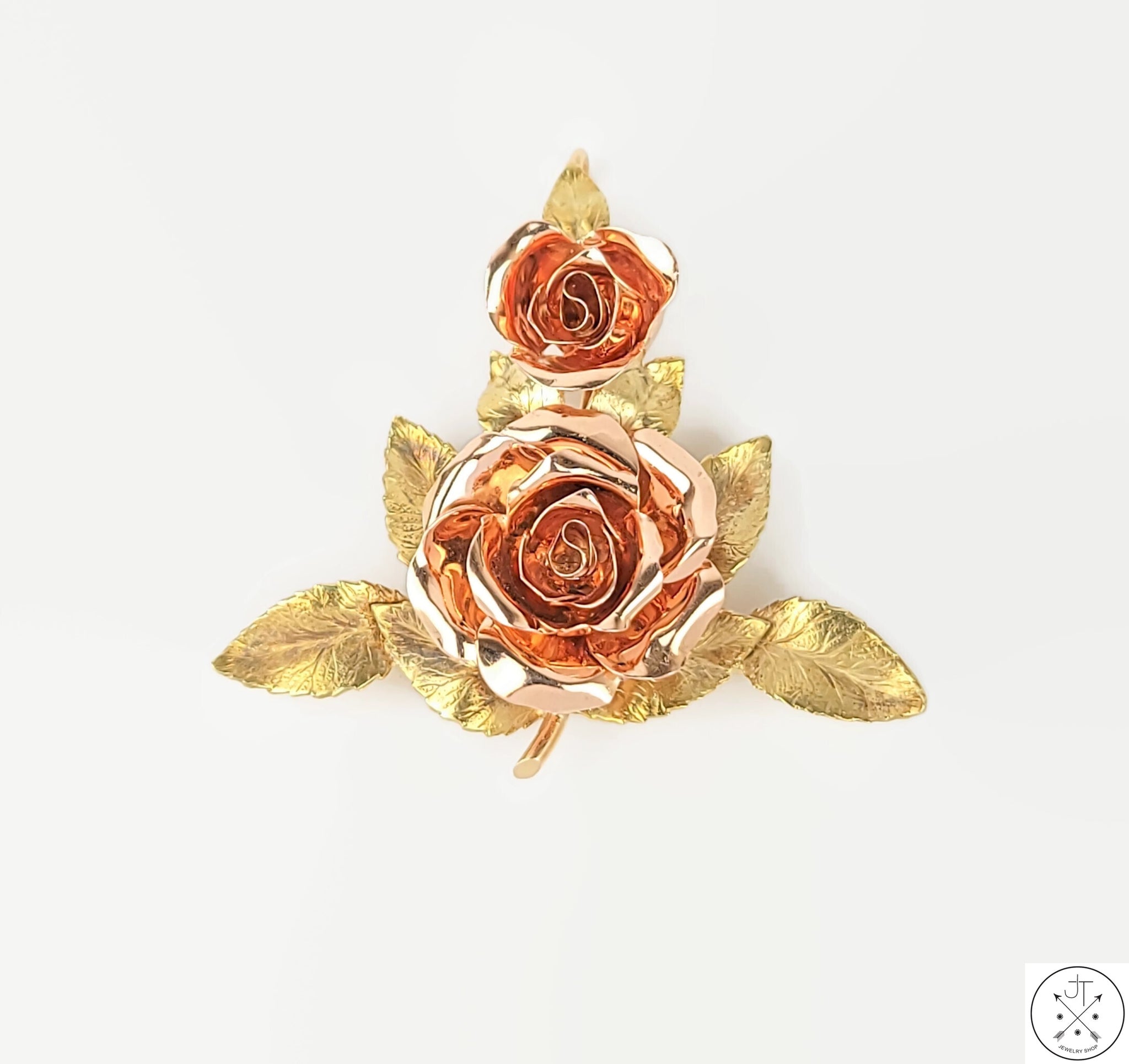 Vintage 14k Yellow and Rose Gold Multi Flower Pendant Brooch – JT